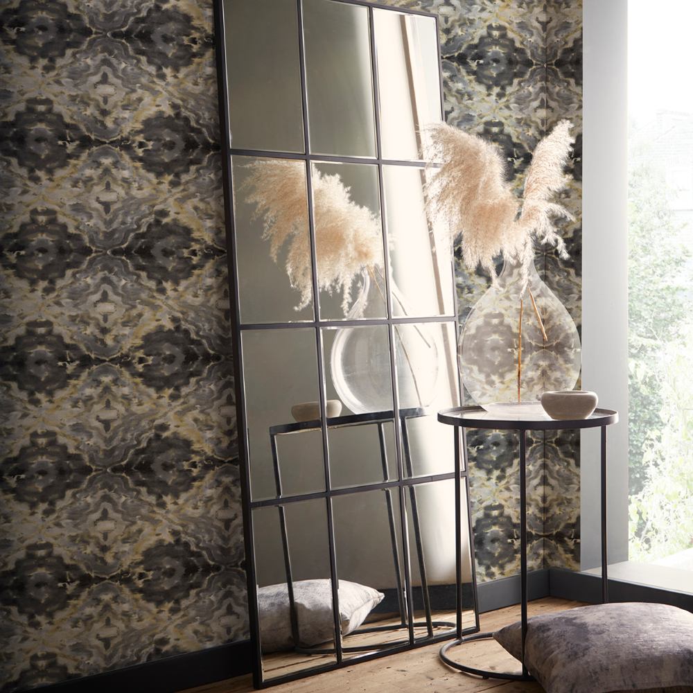 Clarke & Clarke Aqueous Wallpaper in Charcoal